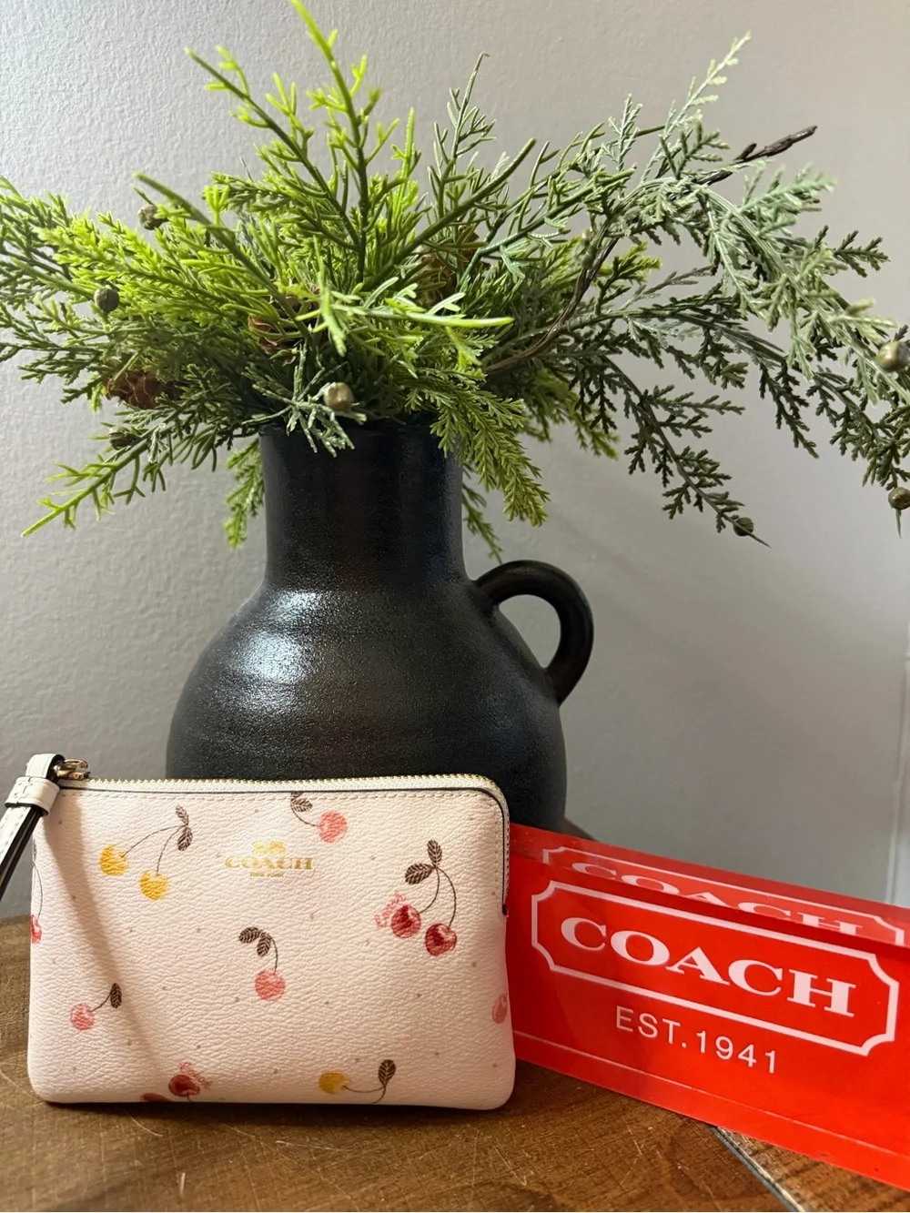 Coach Cherry Print Wristlet